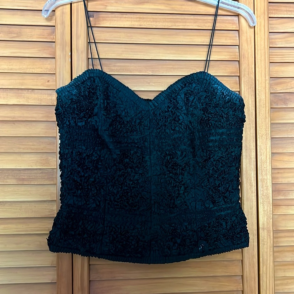 Albert Nipon black ruffle top